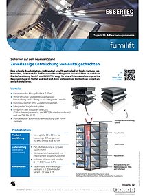 Flyer "fumilift – Zuverlässige Entrauchung von Aufzugschächten"
